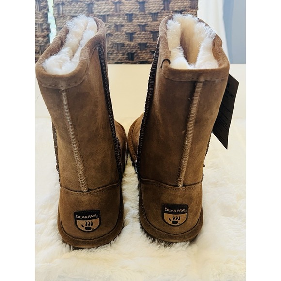 Bearpaw Winter Boots |9|Elle Short Hickory Suede Sheepskin Wool Flat Read - Picture 2 of 9